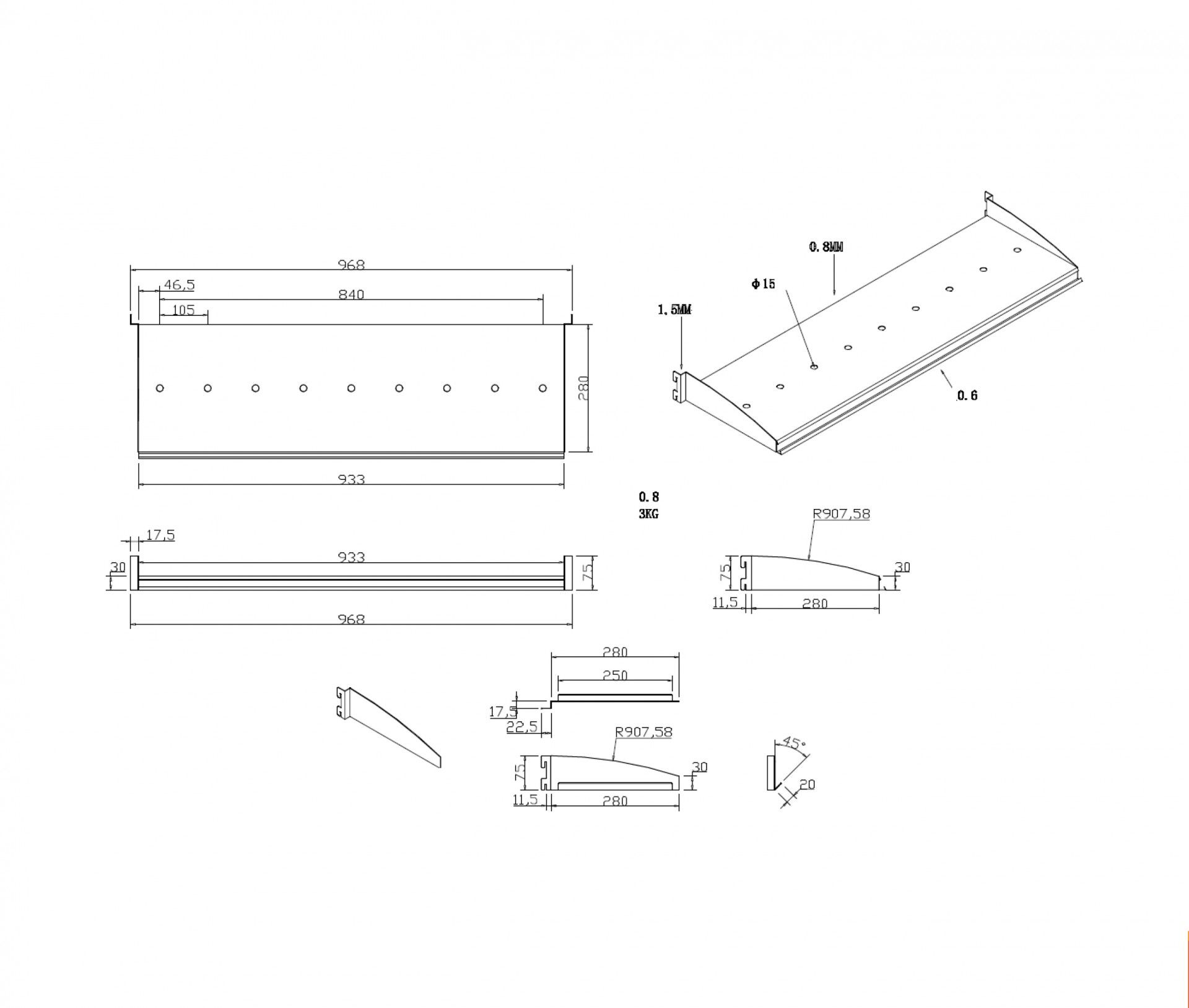 9 PNEUMATICS WRENCH SHELF 933X280mm