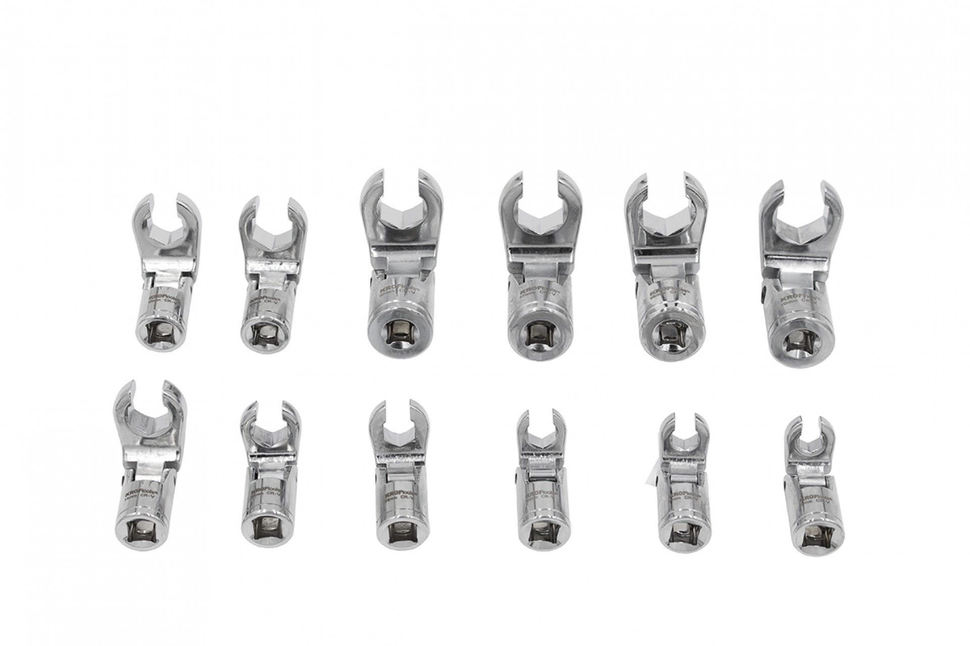 KIT 12PZS LLAVES PIES DE GALLO ARTICULADAS 8-19mm 3/8"