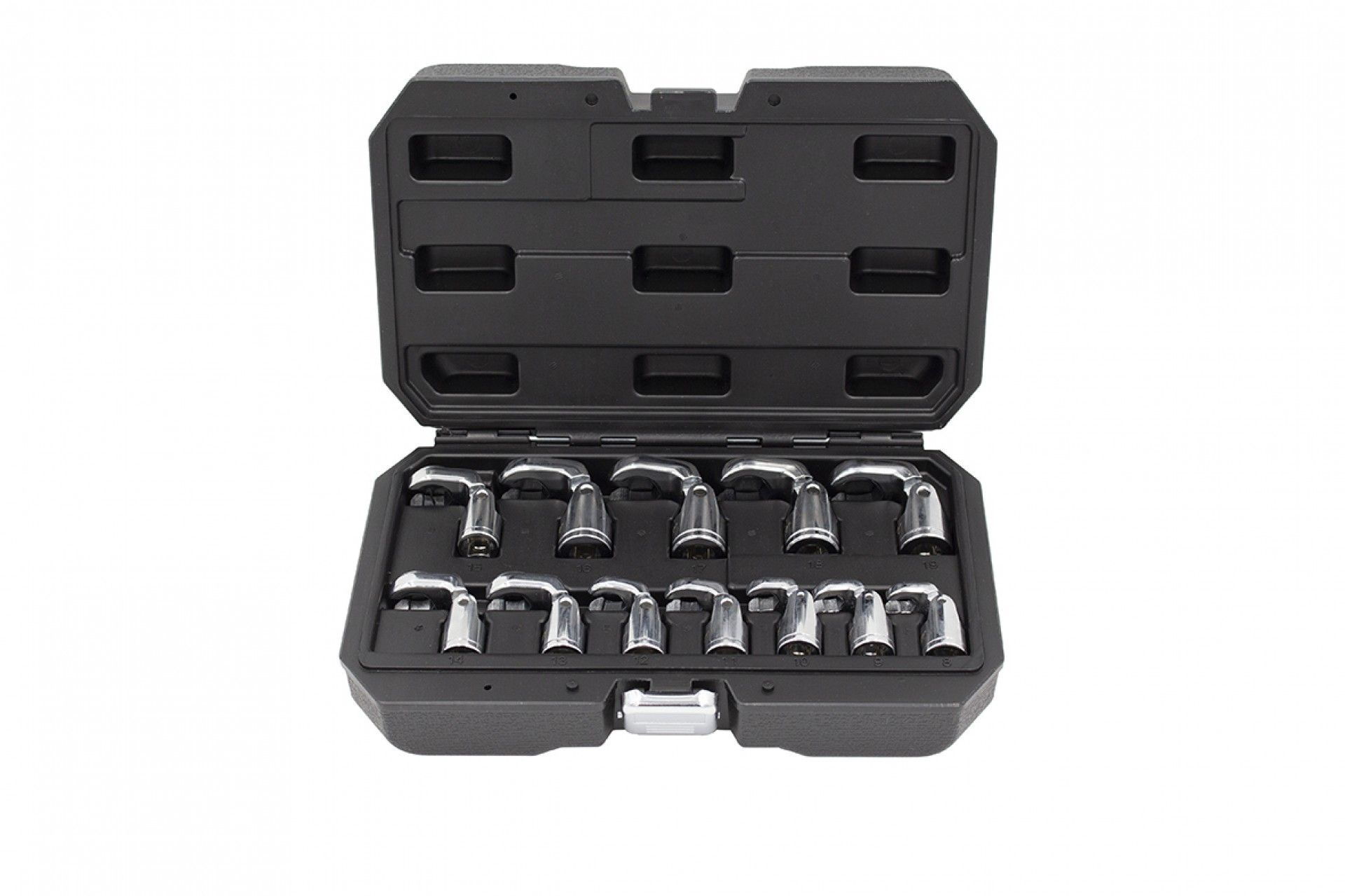 KIT 12PZS LLAVES PIES DE GALLO ARTICULADAS 8-19mm 3/8"