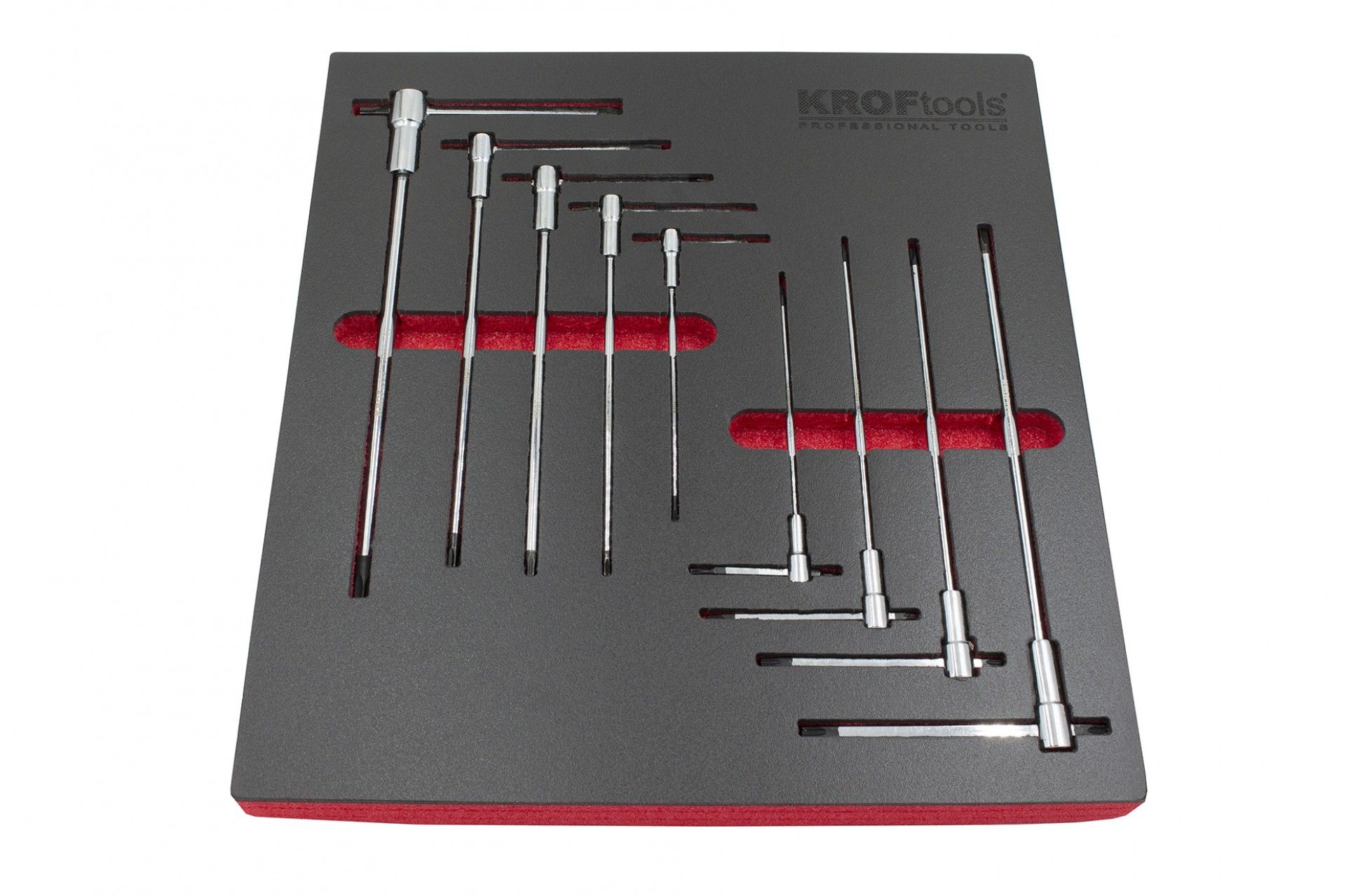 KIT 9PZS LLAVES EN T CON TRES EXTREMIDADES MACHO TORX T10-T50