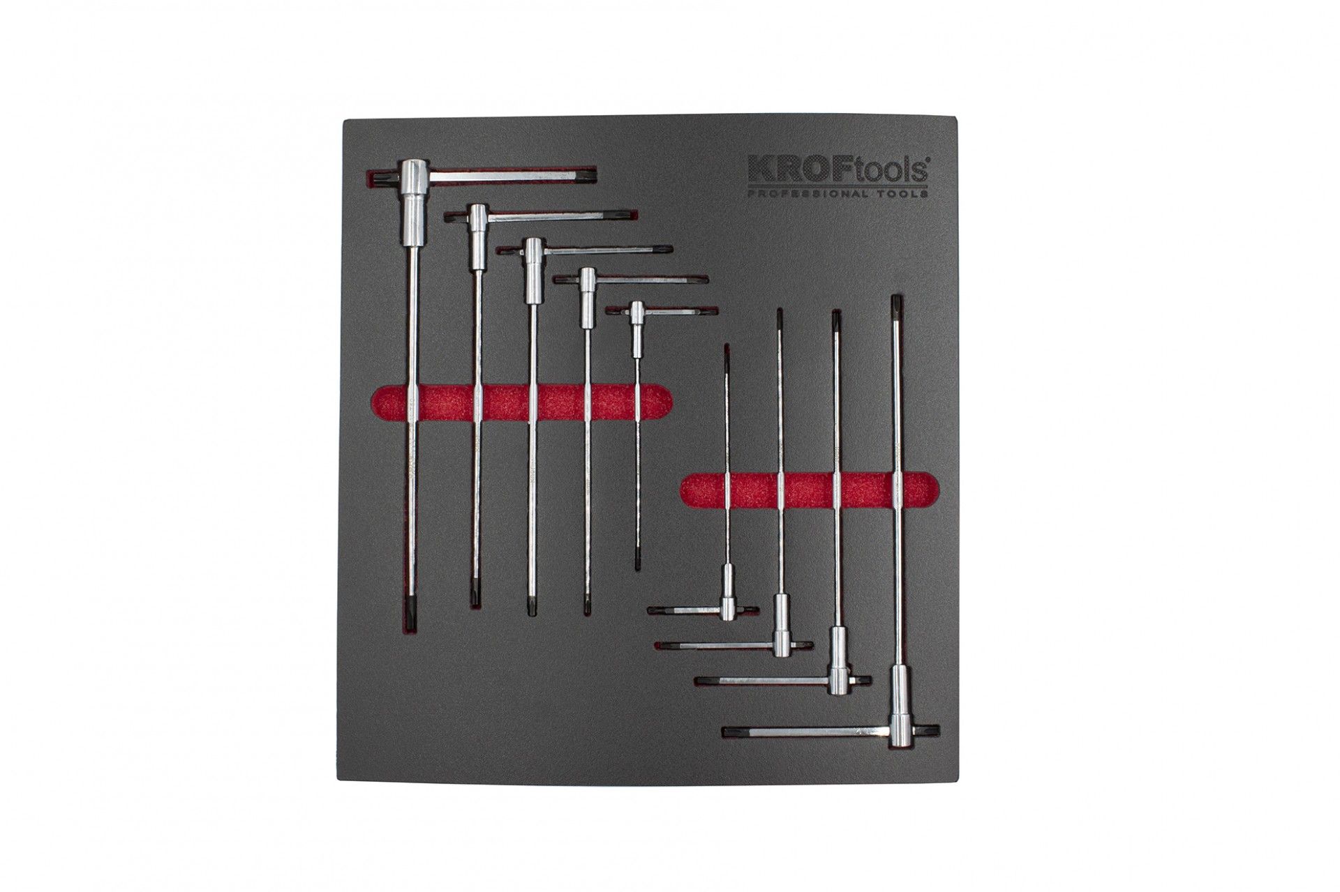 KIT 9PZS LLAVES EN T CON TRES EXTREMIDADES MACHO TORX T10-T50