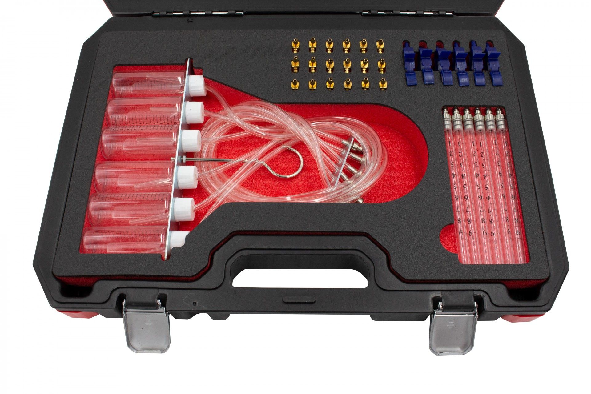 TESTE INJETORES COMMON RAIL COM 24 ADAPTADORES