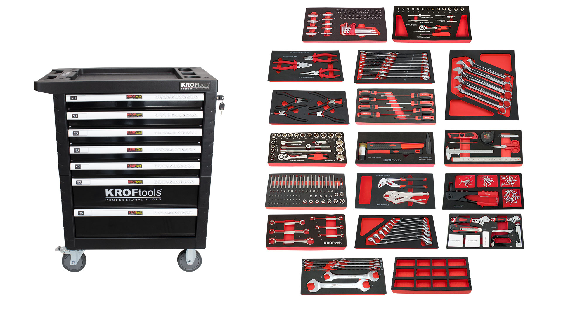 TOOL CABINET 7 DRAWERS 352PCS - BLACK