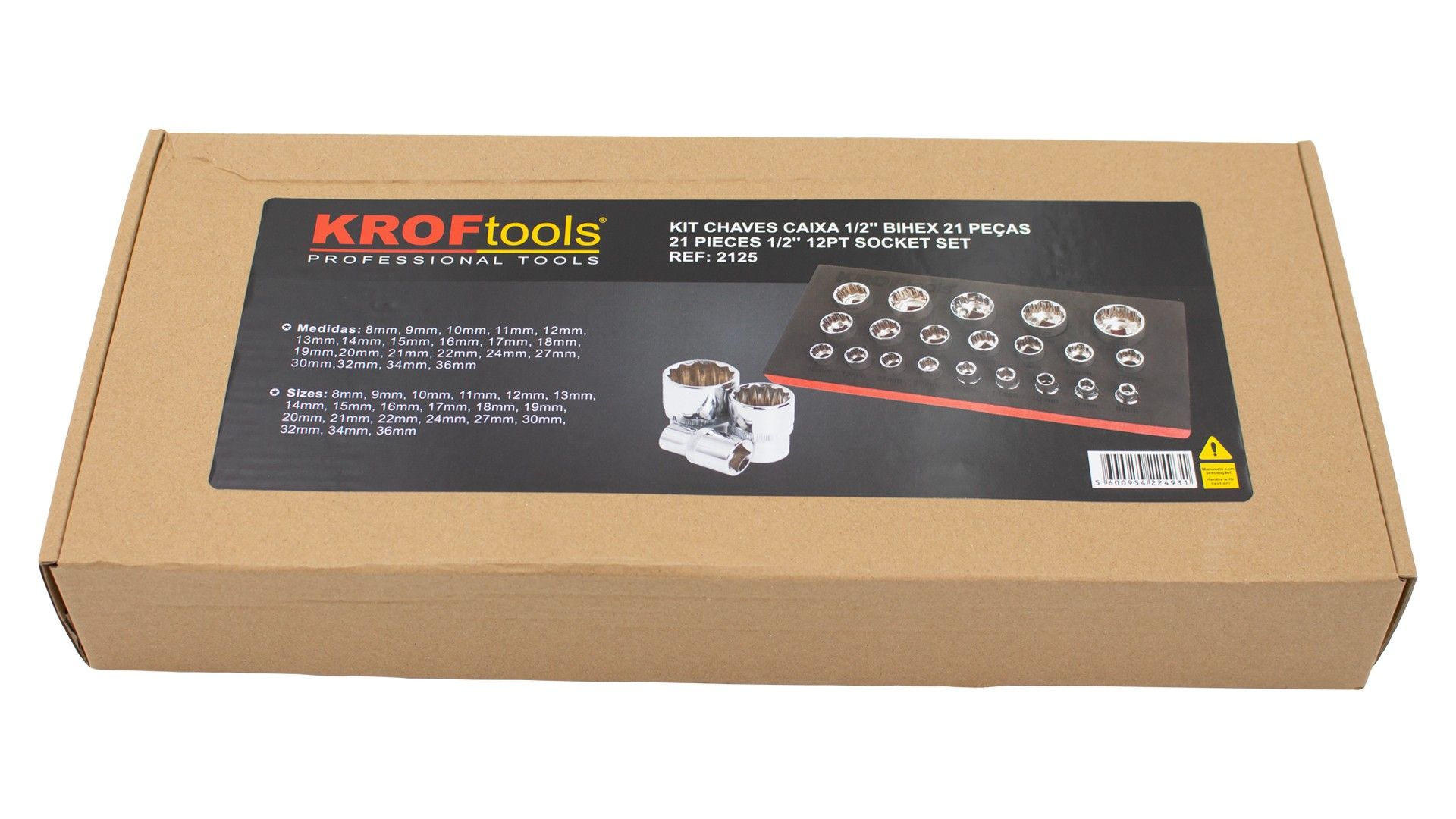 KIT LLAVES VASO 1/2" BIHEX. 21PZS