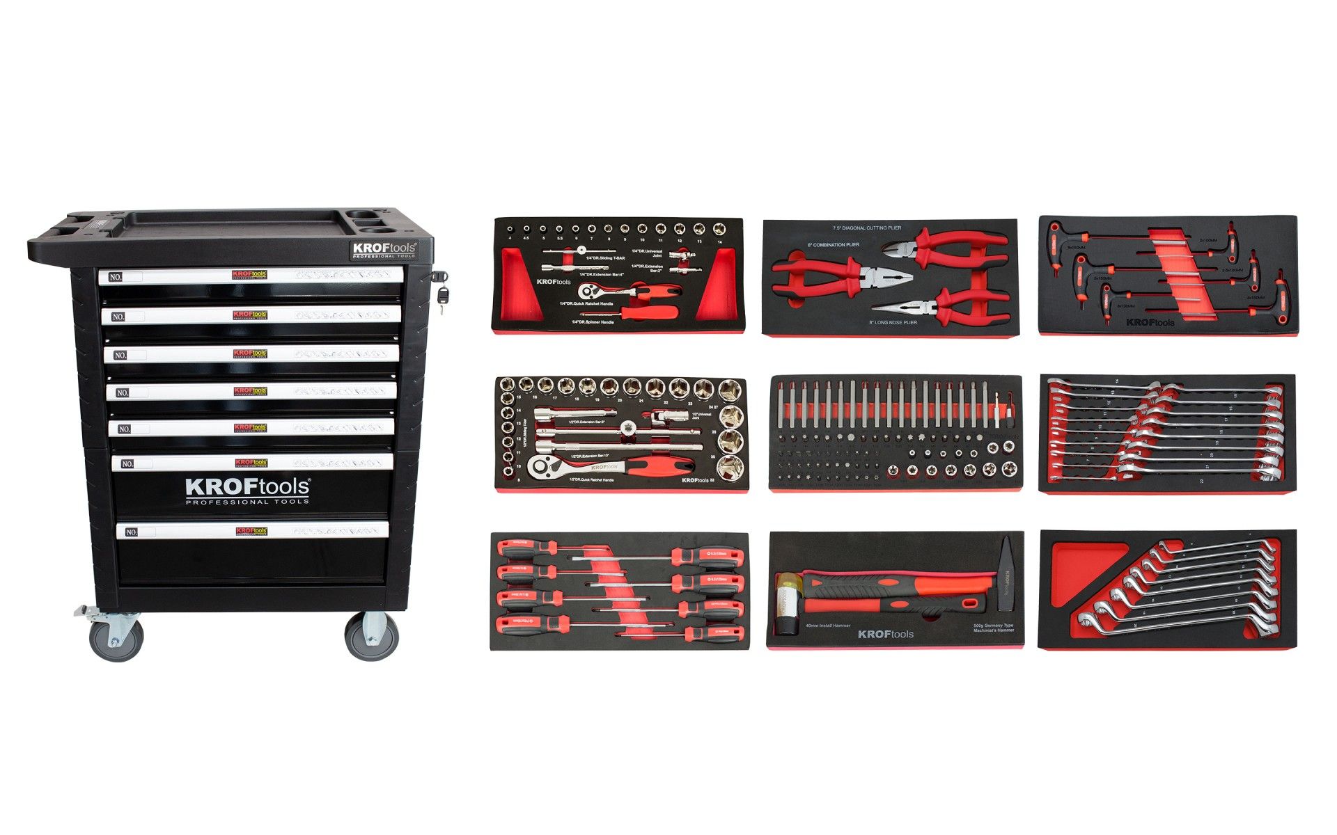 CARRO HERRAMIENTAS 7 CAJONES 173 PZS NEGRO