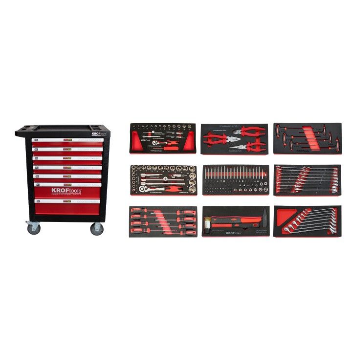 RED TOOL CABINET 7 DRAWERS 174 PIECES