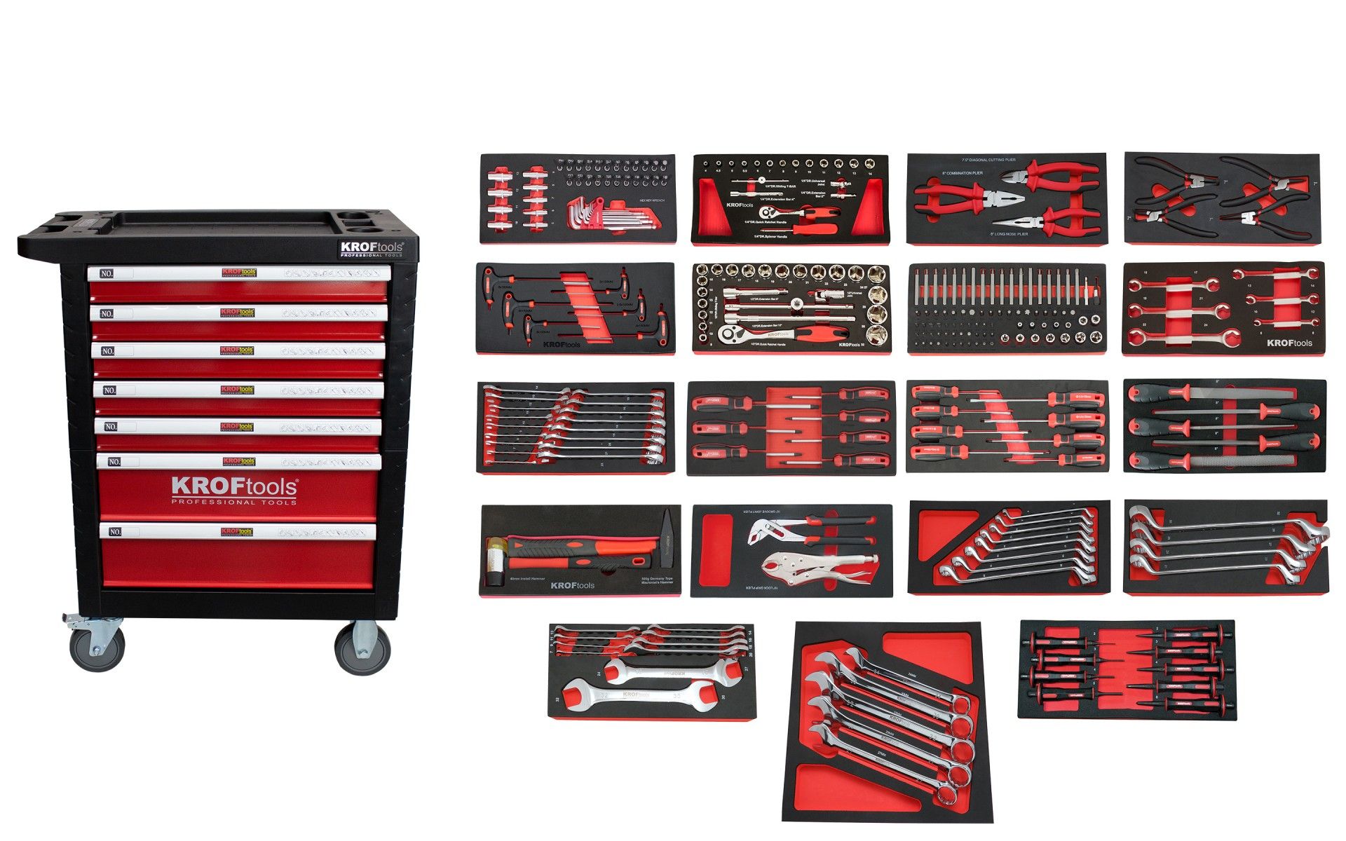 RED TOOL CABINET 7 DRAWERS 267 PCS