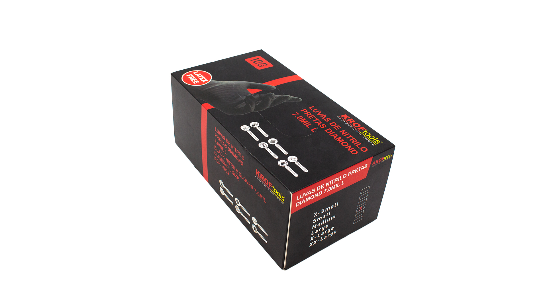 BLACK NITRILE GLOVES 7.0MIL DIAMOND L SIZE - 100PCS