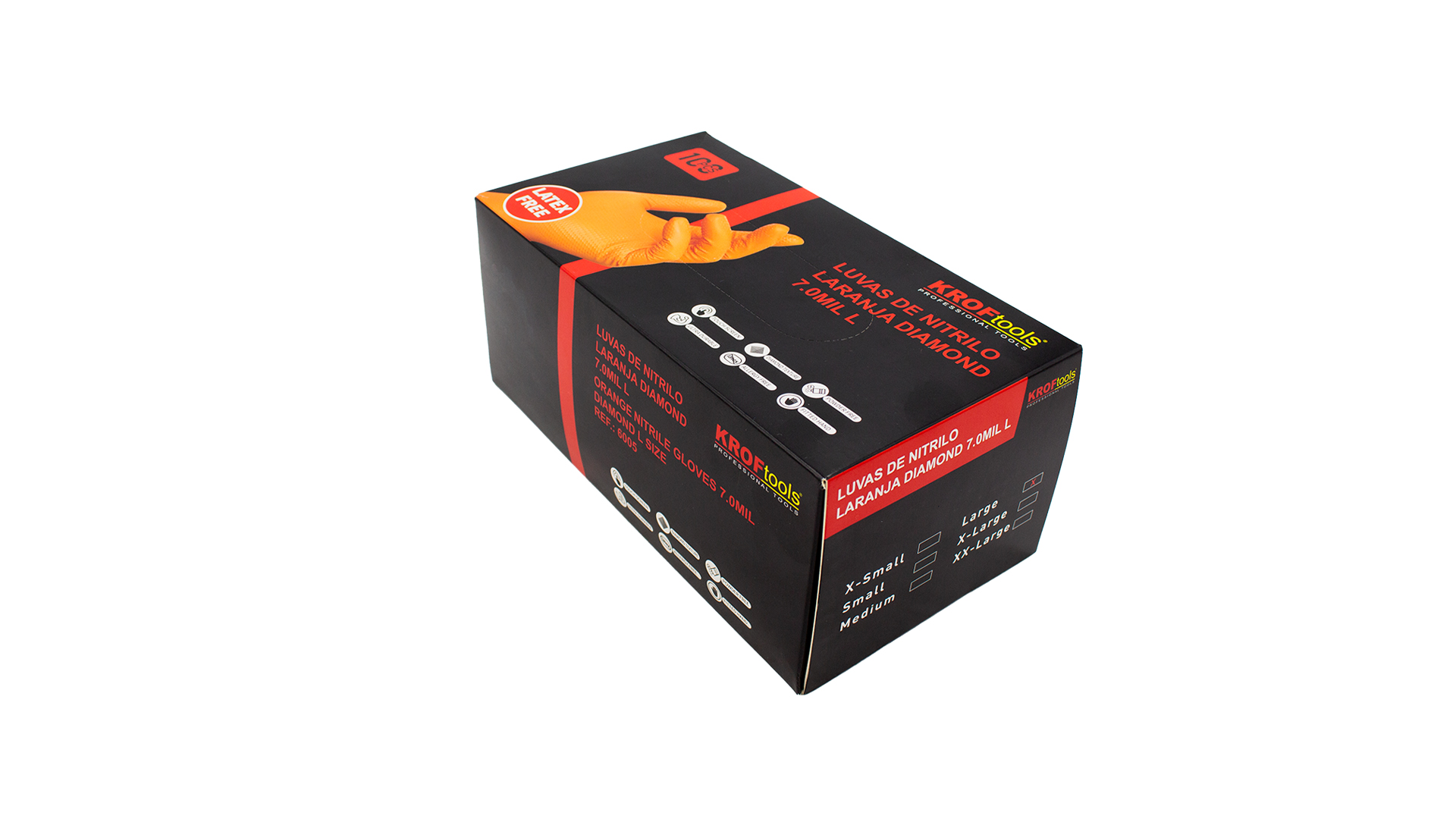 GANTS NITRILE ORANGE DIAMOND 7.0MIL T.M - 100PCS