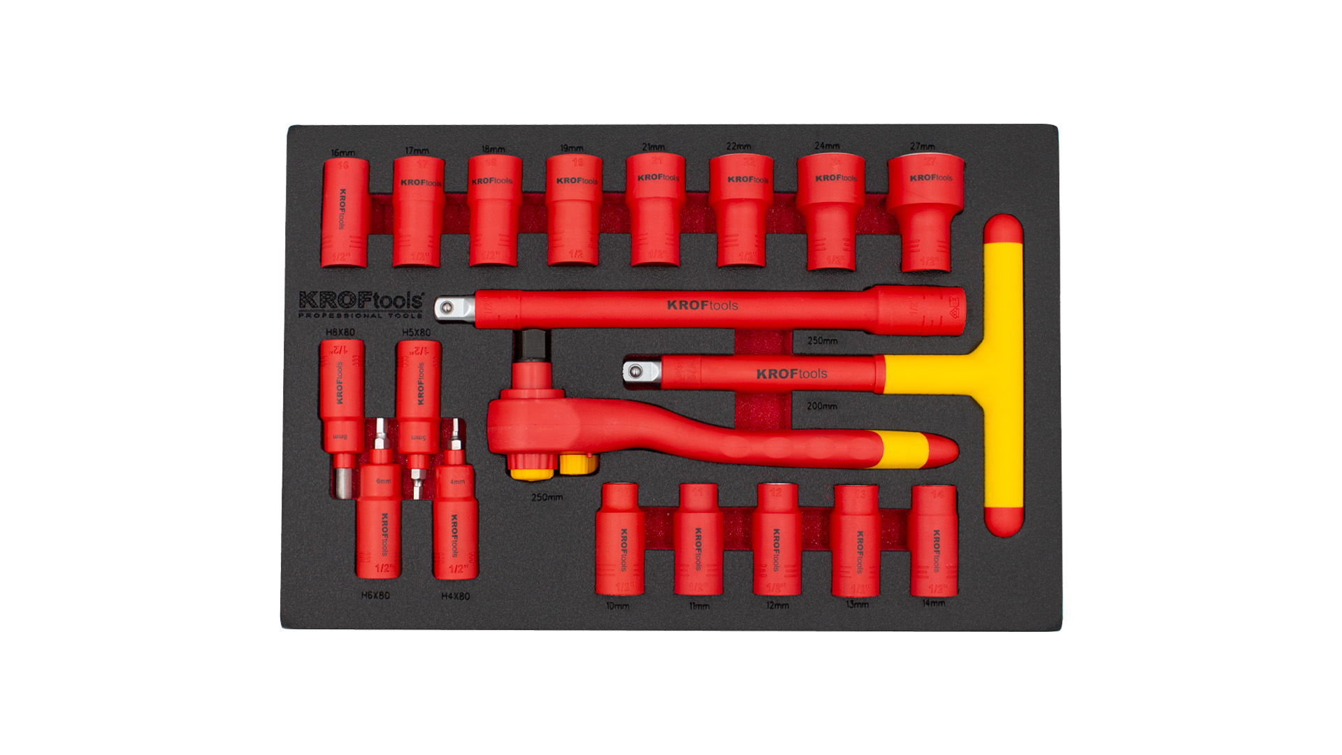 20PCS VDE INSULATED 1/2" SOCKETS AND WRENCH