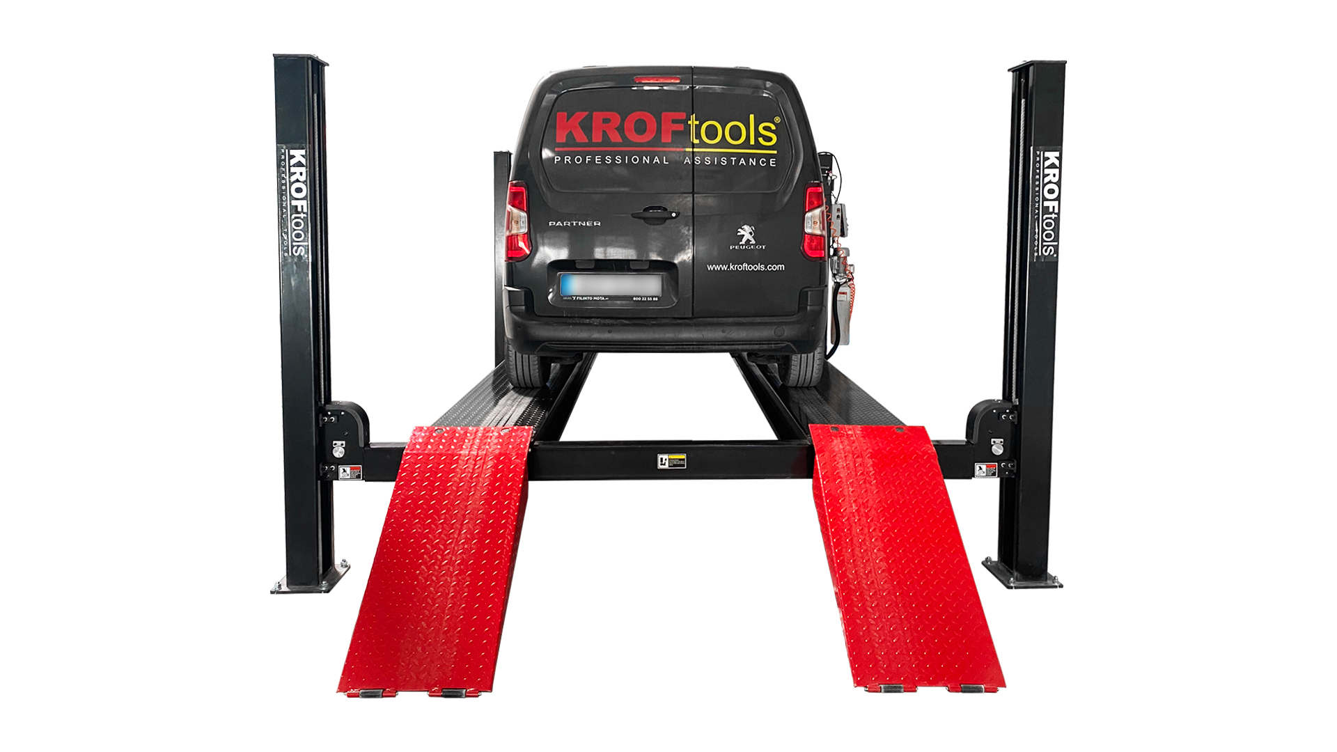 PONT ÉLÉVATEUR 4 COLONNES CHEMIN PLAT 6,5T 5.5M