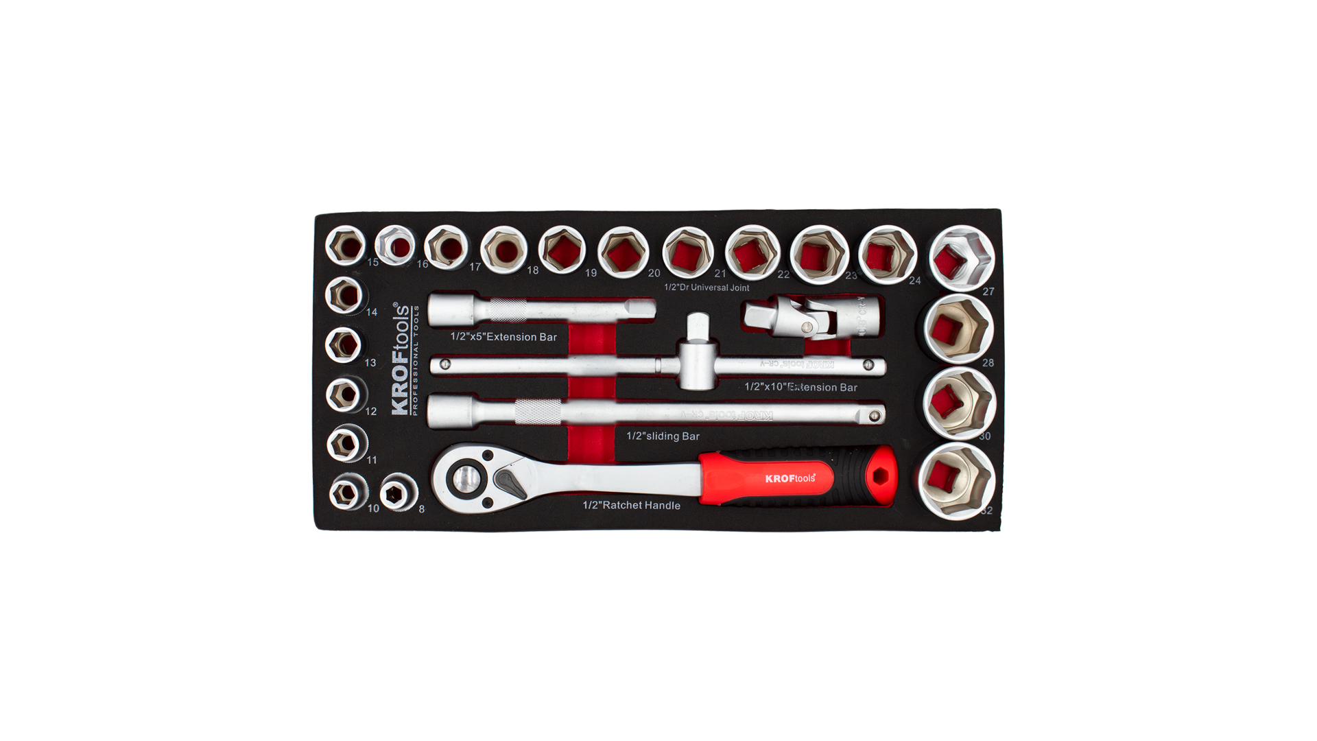 SET DI BUSSOLE E CRICCHETTI DA 1/2” 25 PEZZI