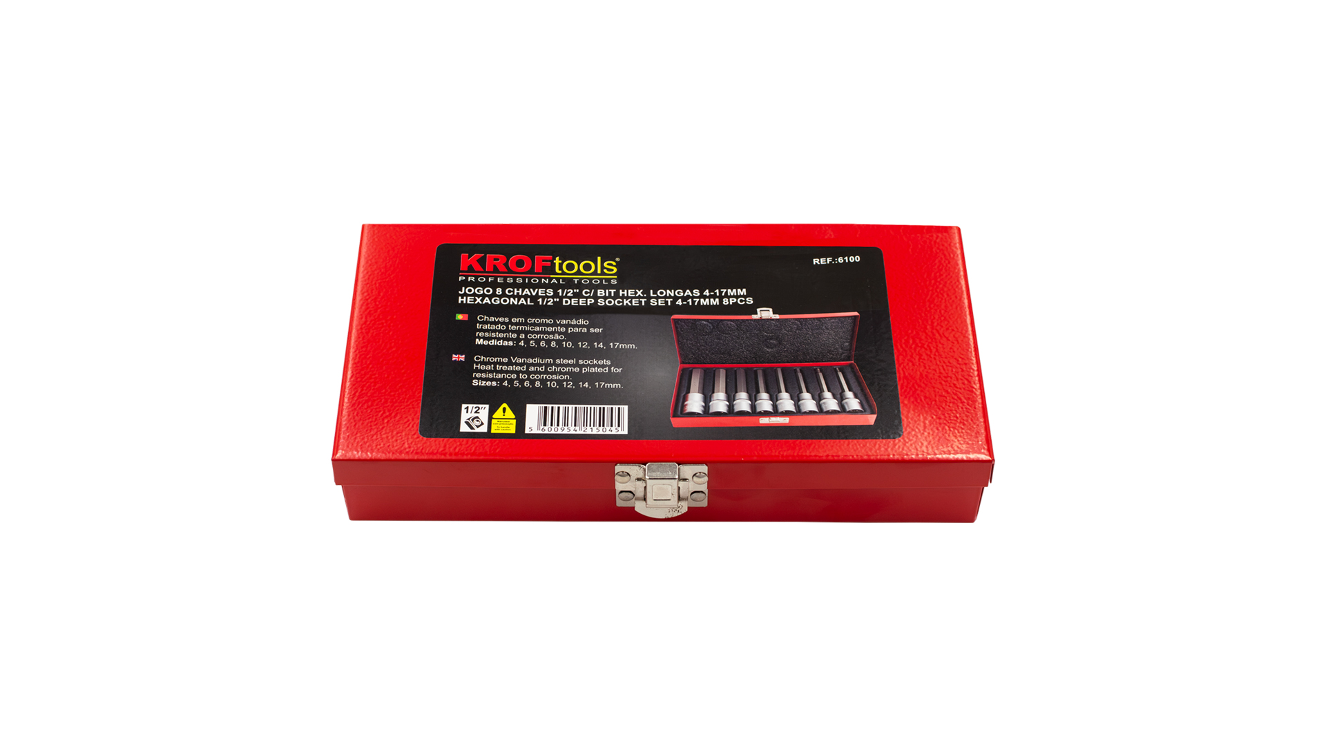 JEU 8 DOUILLES 1/2” AVEC EMBOUT 6 PANS LONG 4-17mm