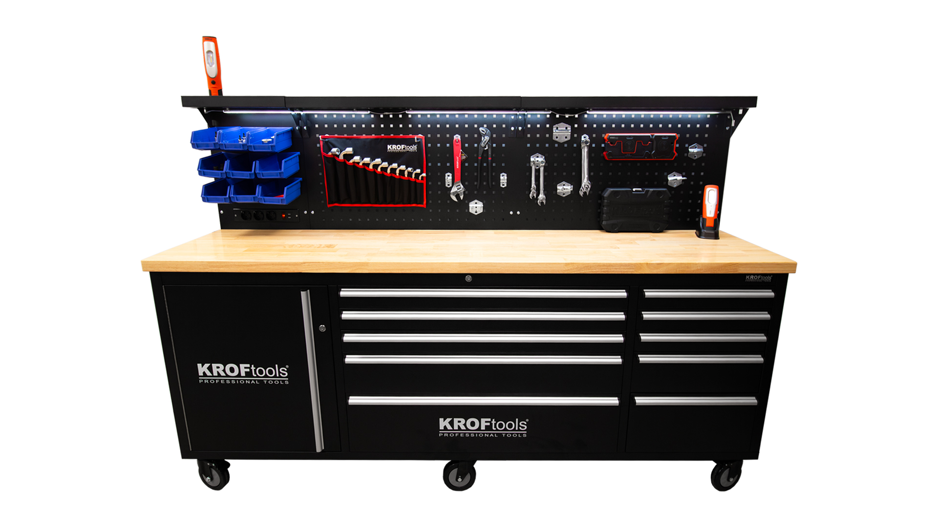 CARRELLO PORTAUTENSILI DA 84” CON LED E PRESA ELETTRICA