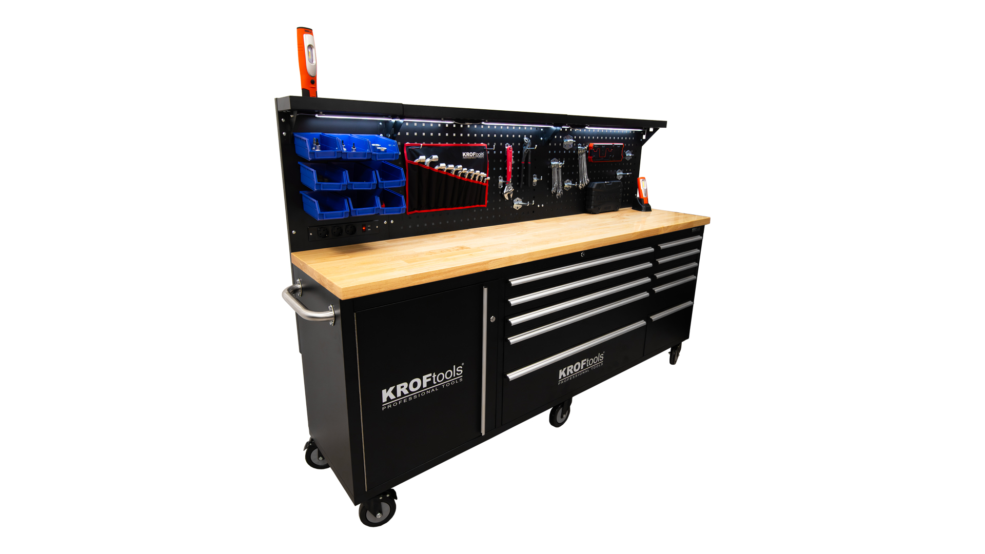 CARRELLO PORTAUTENSILI DA 84” CON LED E PRESA ELETTRICA