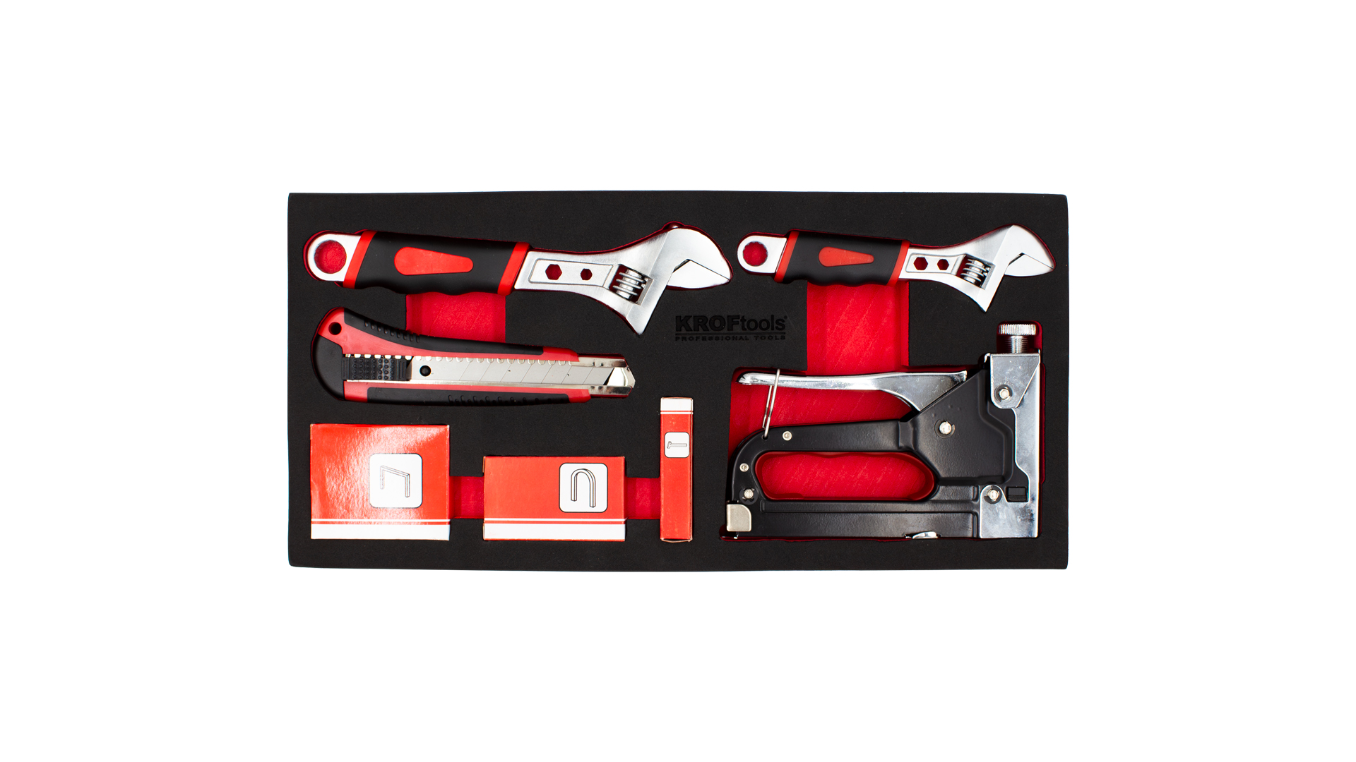 ADJUSTABLE WRENCH, STAPLER GUN, KNIFE MODULE 7PCS