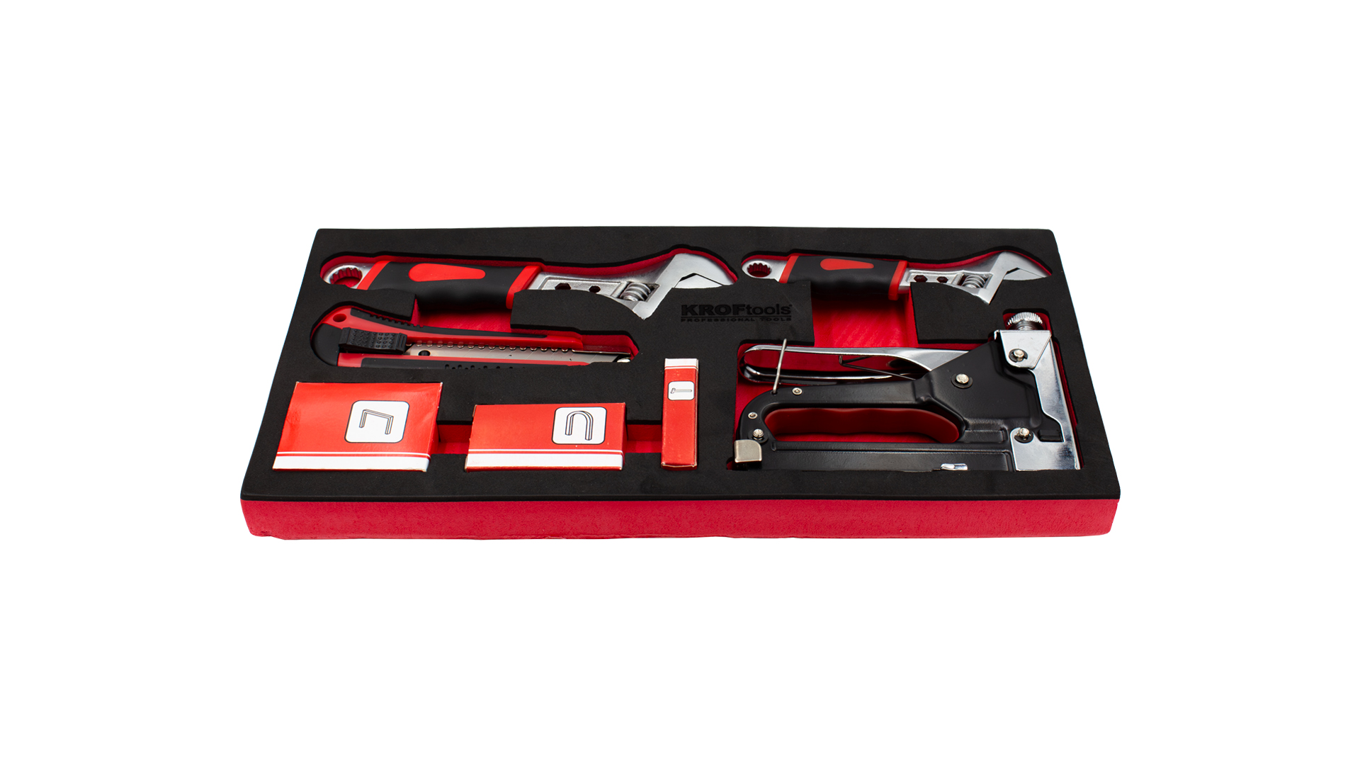 ADJUSTABLE WRENCH, STAPLER GUN, KNIFE MODULE 7PCS