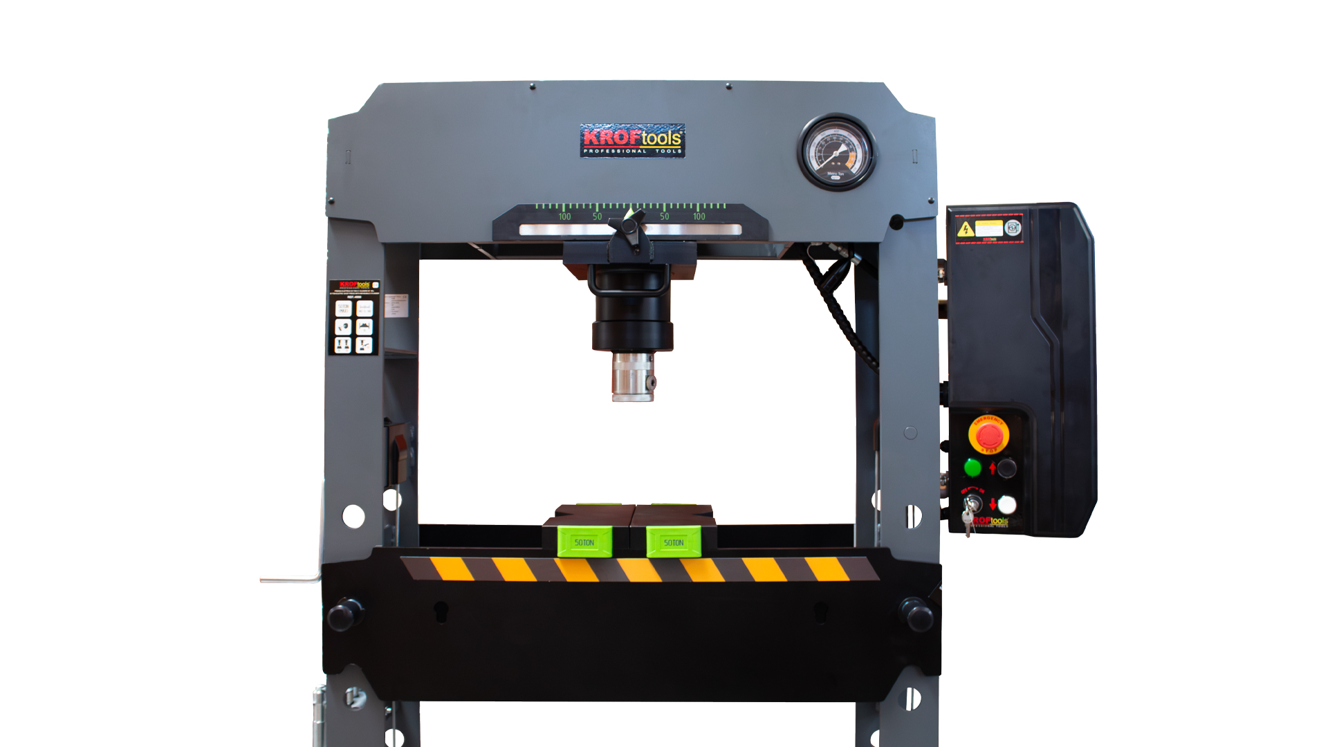 50-TONNIGE ELEKTRO WERKSTATTPRESSE MIT BEWEGLICHEM ZYLINDER