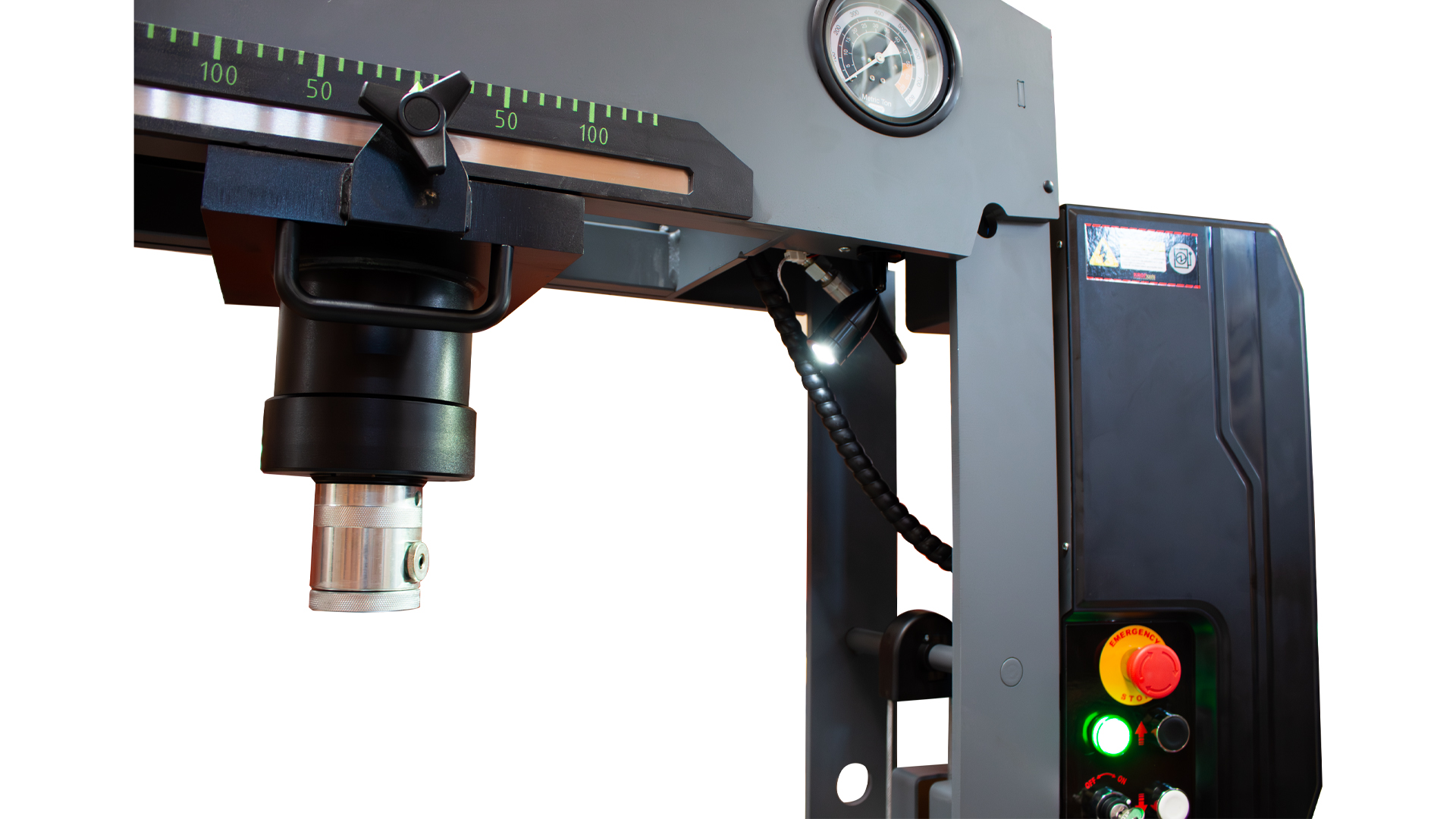 50-TONNIGE ELEKTRO WERKSTATTPRESSE MIT BEWEGLICHEM ZYLINDER