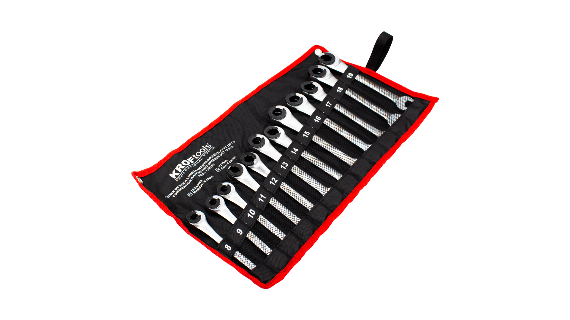 JUEGO 12 LLAVES COMBINADAS ABIERTAS CON CARRACA