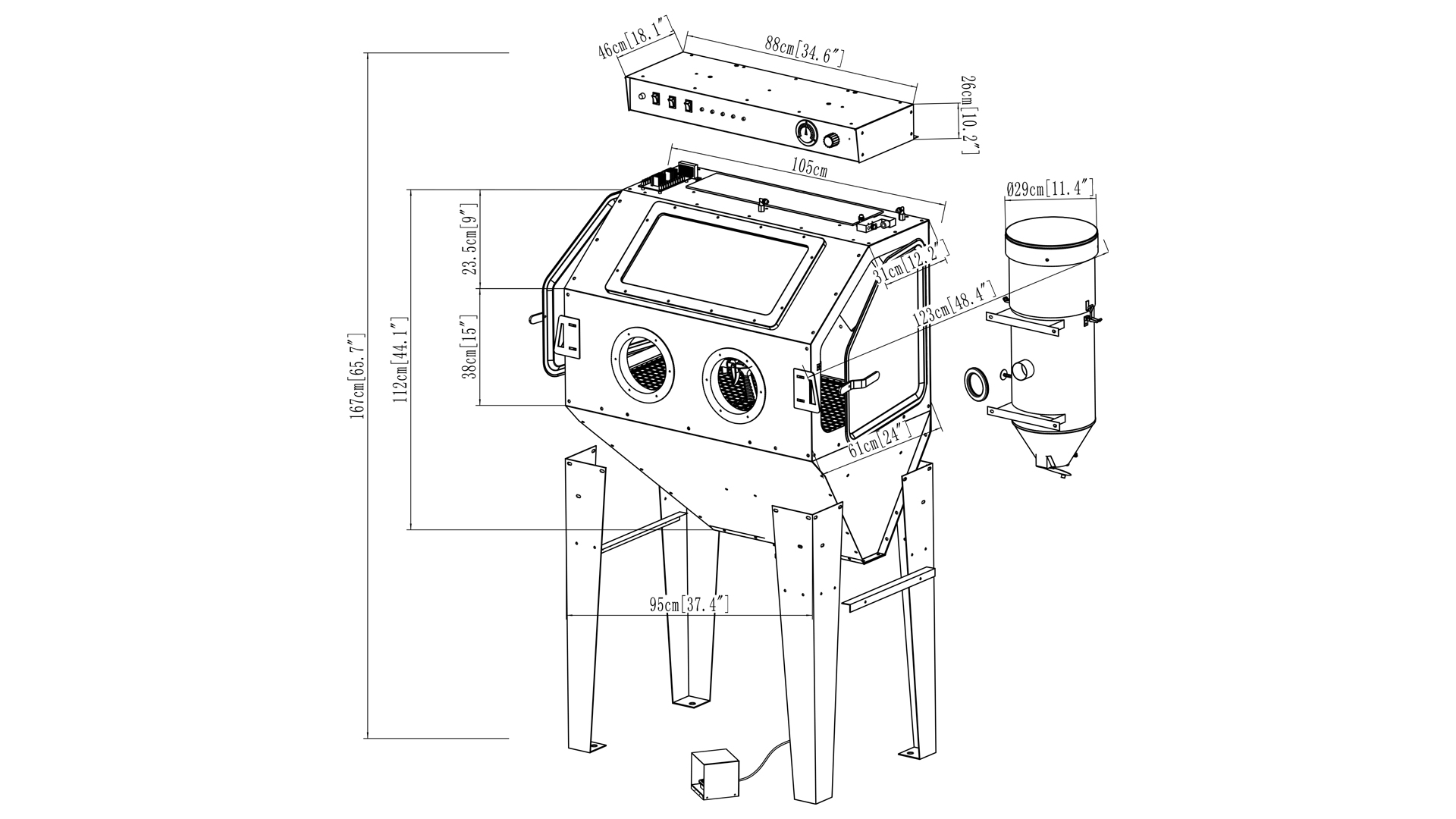 CABINA CHORREADORA DE ARENA 350L