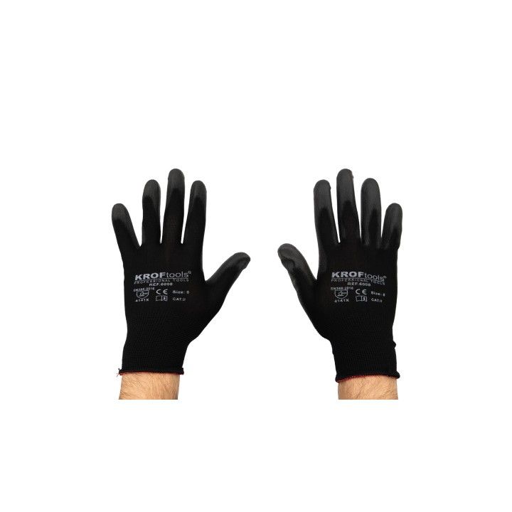GLOVES WITH POLYURETHANE PALM CE EN388-2016 SIZE 8 - 1 PAIR