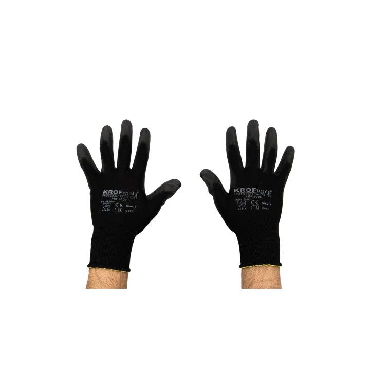 GLOVES WITH POLYURETHANE PALM CE EN388-2016 SIZE 10