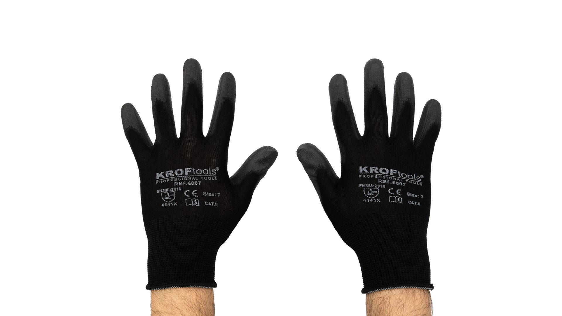 GLOVES WITH POLYURETHANE PALM CE EN388-2016 SIZE 9 - 1 PAIR