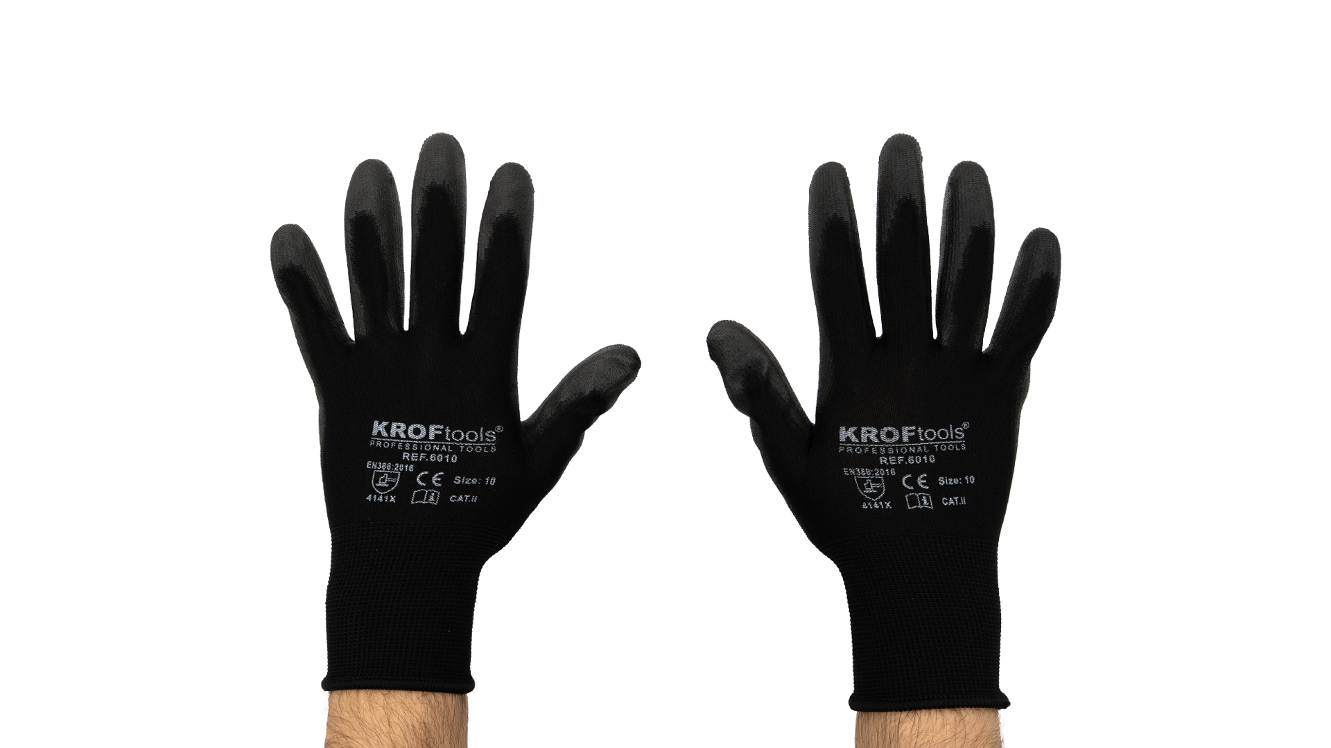 GLOVES WITH POLYURETHANE PALM CE EN388-2016 SIZE 10 - 1 PAIR