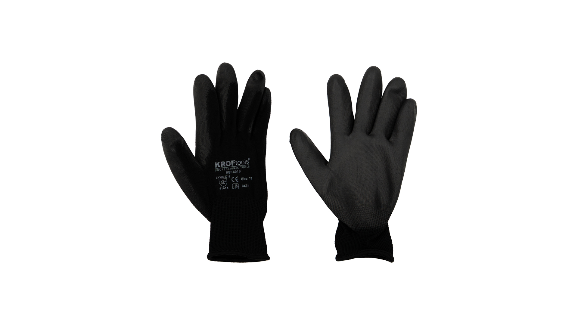 GLOVES WITH POLYURETHANE PALM CE EN388-2016 SIZE 10 - 1 PAIR