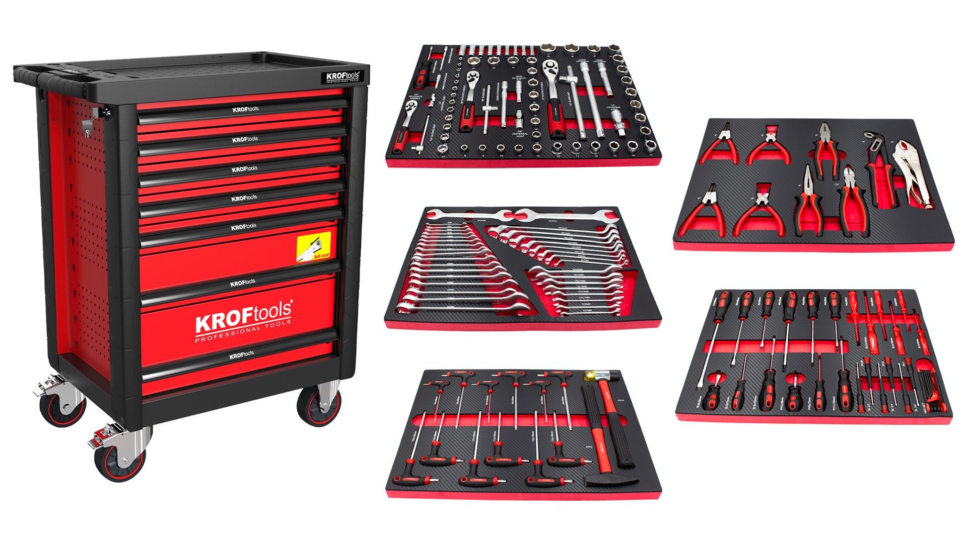 RED TOOL CABINET 7 DRAWER 160 PCS