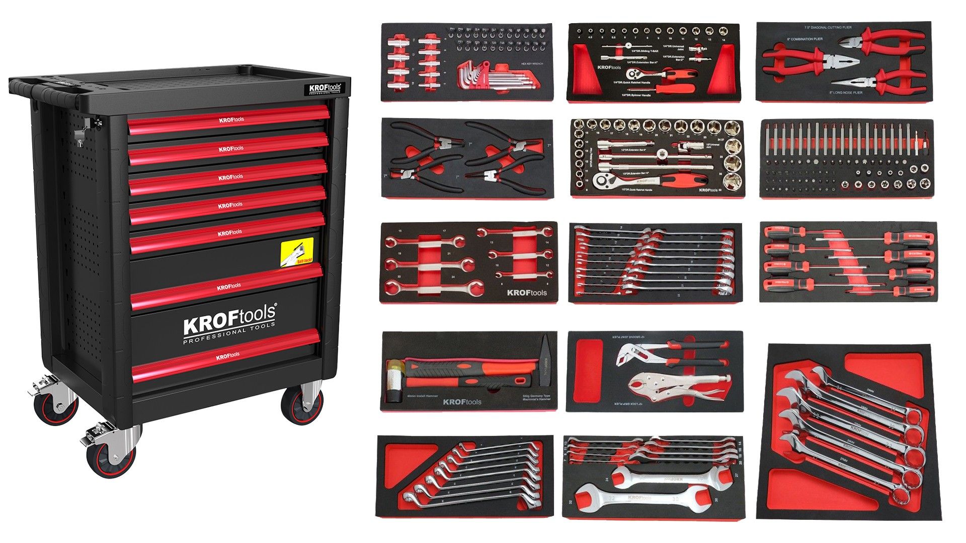 CARRO FERRAMENTA 7 GAVETAS 236PCS PRETO