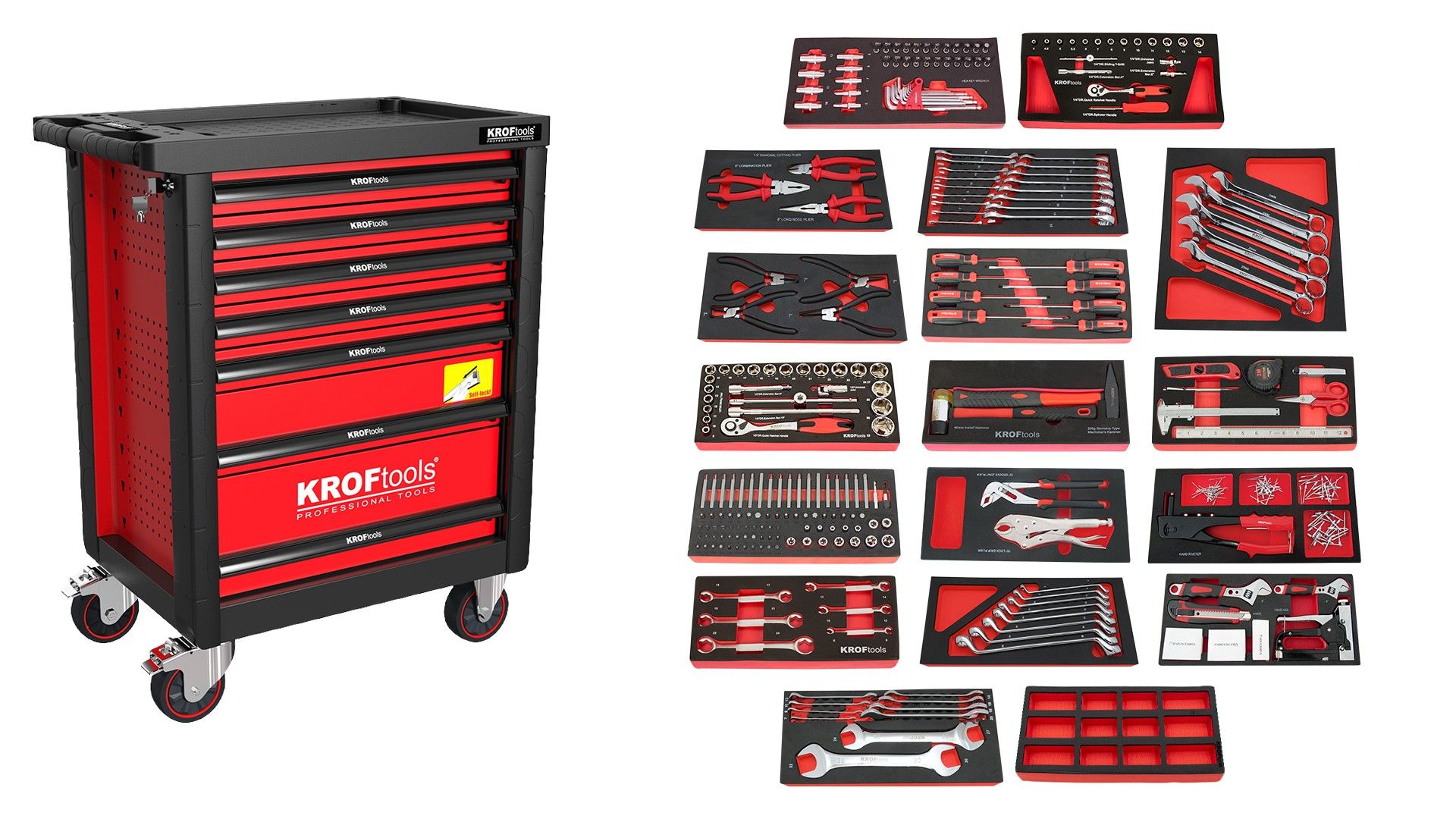 CARRO FERRAMENTA VERMELHO 7 GAVETAS 352PCS