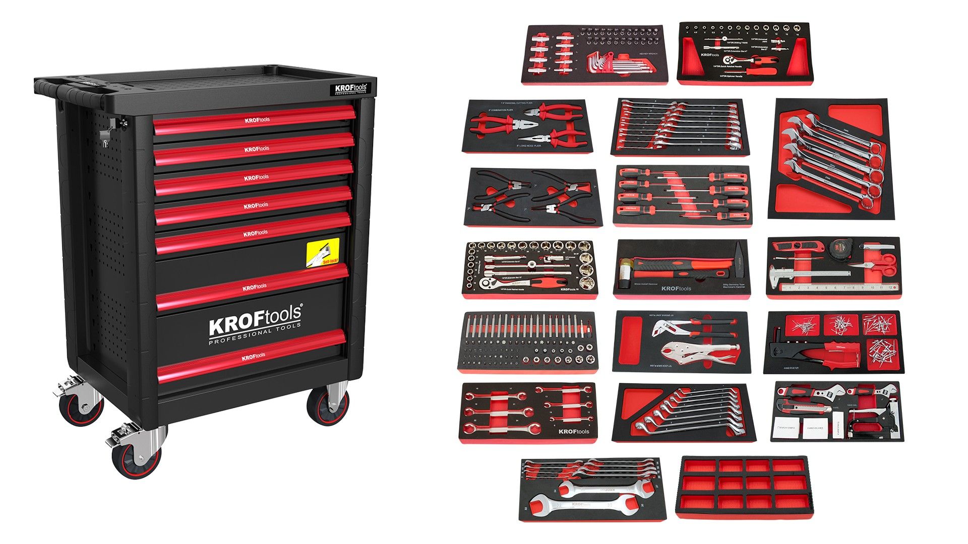 CARRO FERRAMENTA PRETO 7 GAVETAS 352PCS