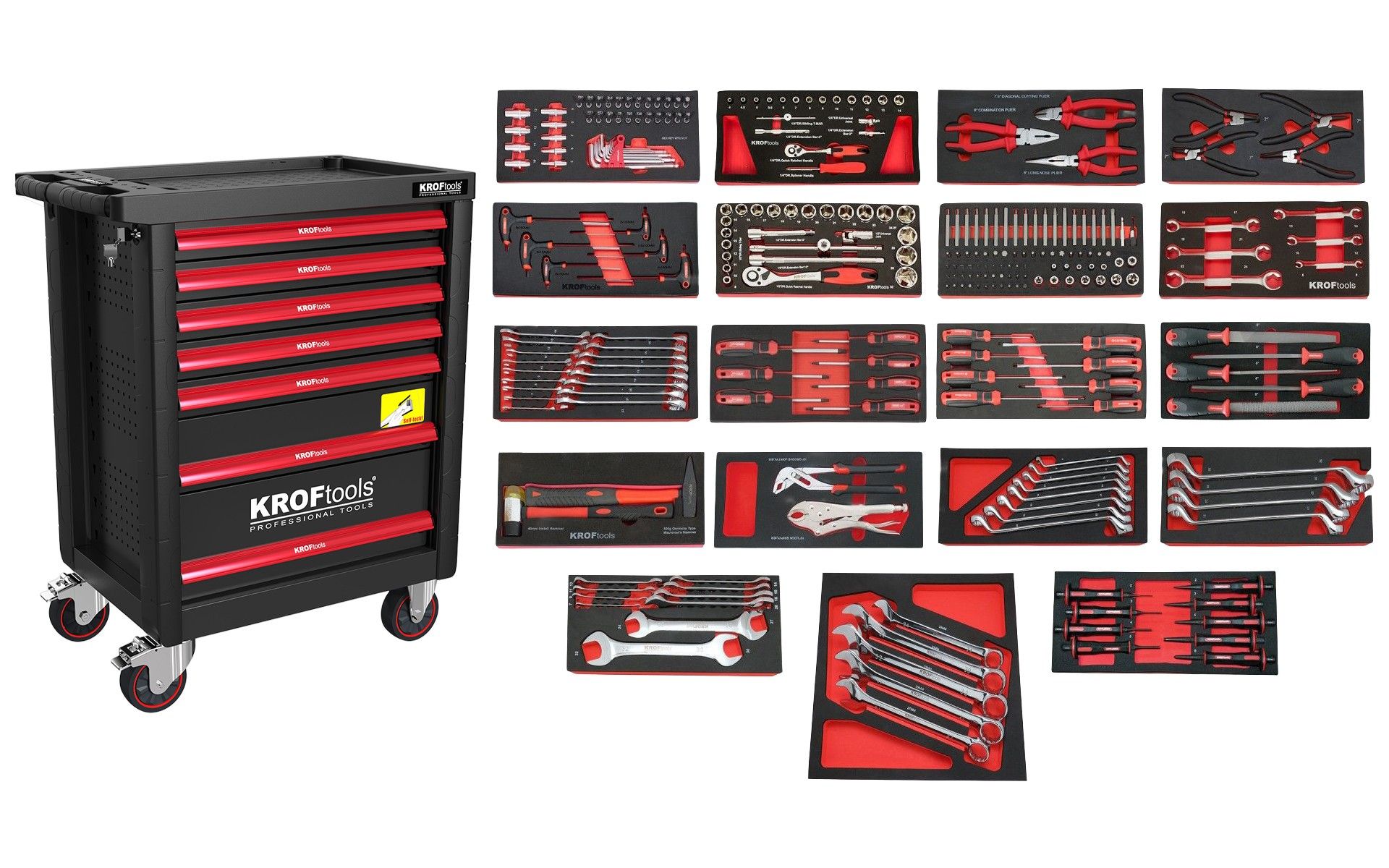 CARRO FERRAMENTA 7 GAVETAS 267PCS PRETO