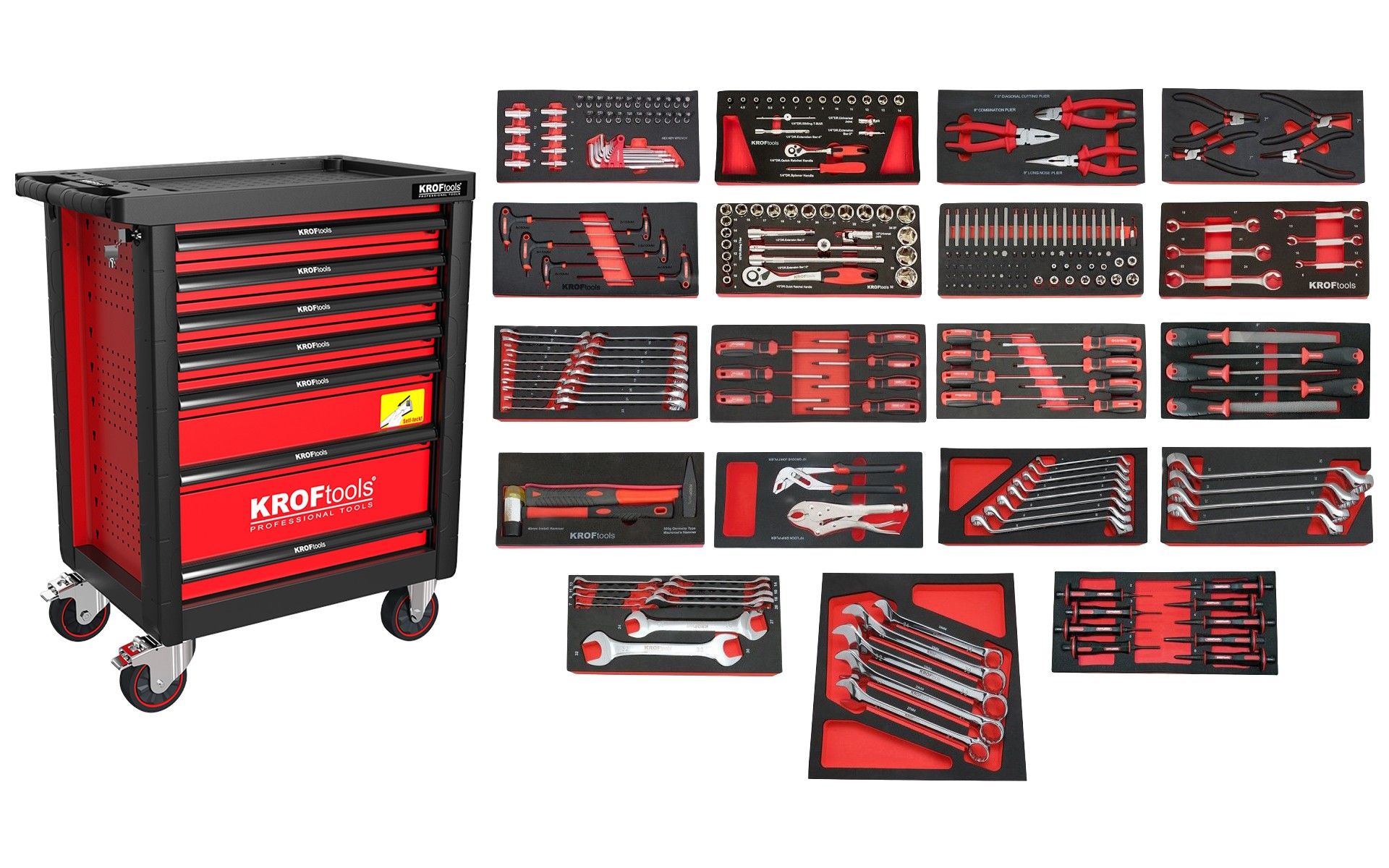 CARRO FERRAMENTA 7 GAVETAS 267 PCS VERMELHO