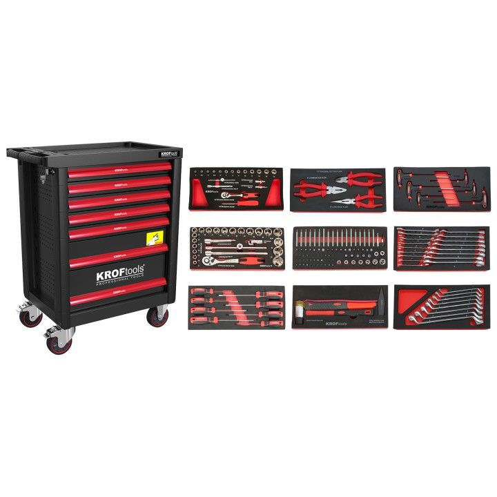 CARRO FERRAMENTA 7 GAVETAS 173PCS PRETO