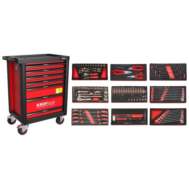 CARRO FERRAMENTA 7 GAVETAS 173PCS VERMELHO