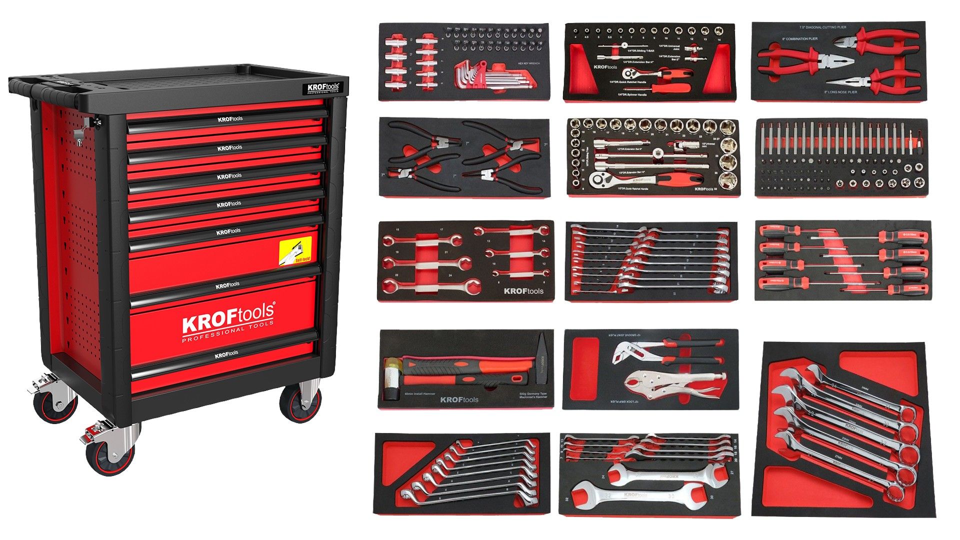 RED TOOL CABINET 7 DRAWERS 236 PIECES