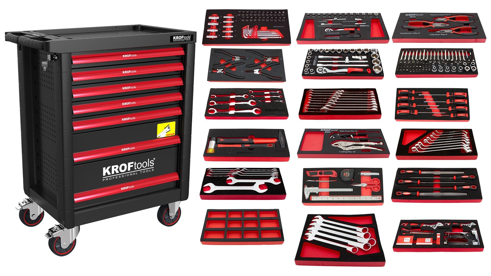 CARRO FERRAMENTA PRETO 7 GAVETAS 257PCS