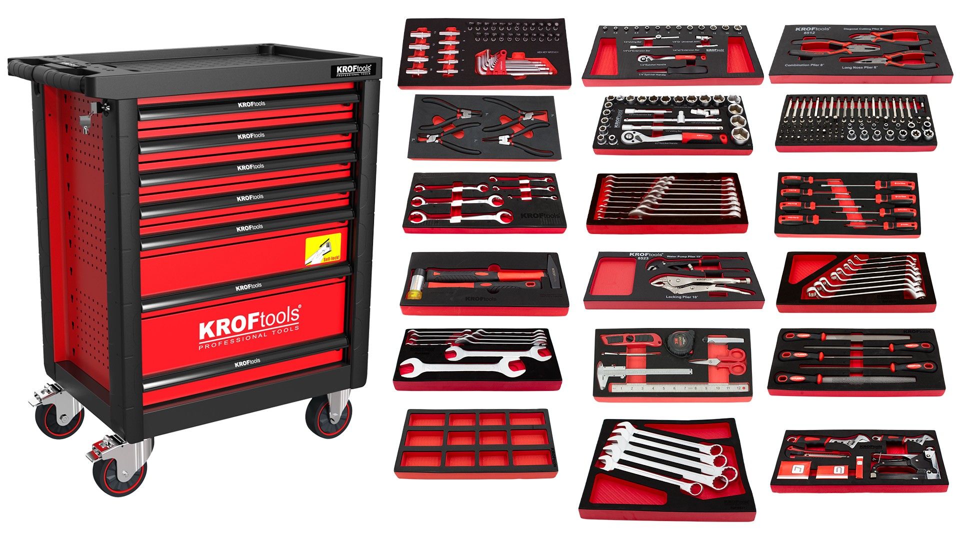 CARRO FERRAMENTA VERMELHO 7 GAVETAS 257PCS